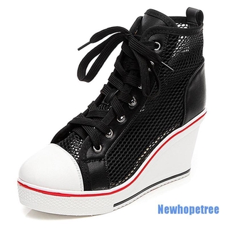 black wedge high tops