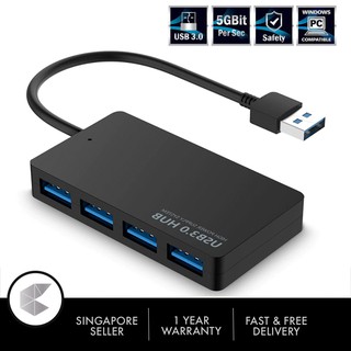 Singapore Ready Stock USB 3.0 Compact Lightweight Portable High-Speed USB Hub for Laptop 4 Ports Adapter Usb hubs