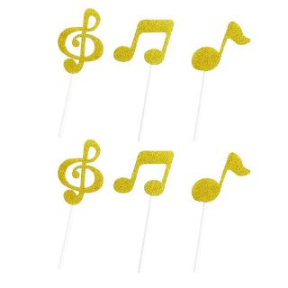 6pcs Classic Kids Birthday Glitter Paper Theme Diy Music Notes