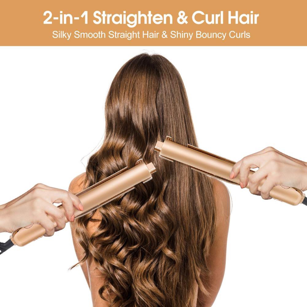 2 in 1 Pro Gold Titanium Flat Iron Twist Hair Curling & Straightener Irons  Styling Inch Straightening&Curls Roller Magic | Shopee Singapore