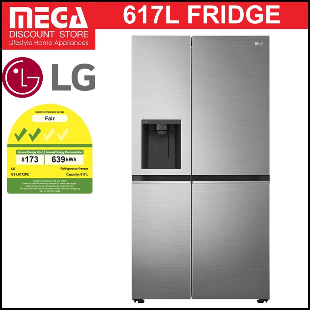 LG GSL6172PZ 617L SIDEBYSIDE FRIDGE (2 TICKS) (NONPLUMBING) + FOC 100 VOUCHER BY LG