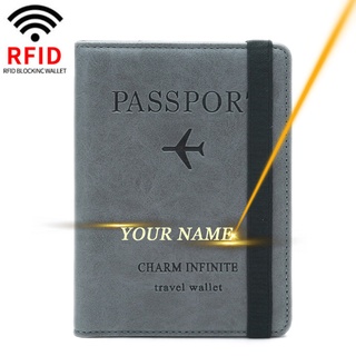 RFID Engraved Name Passport Cover Travel Wallet Passport Holder Men's Bank Card Holder Case Women Credit ID Document Customized Name