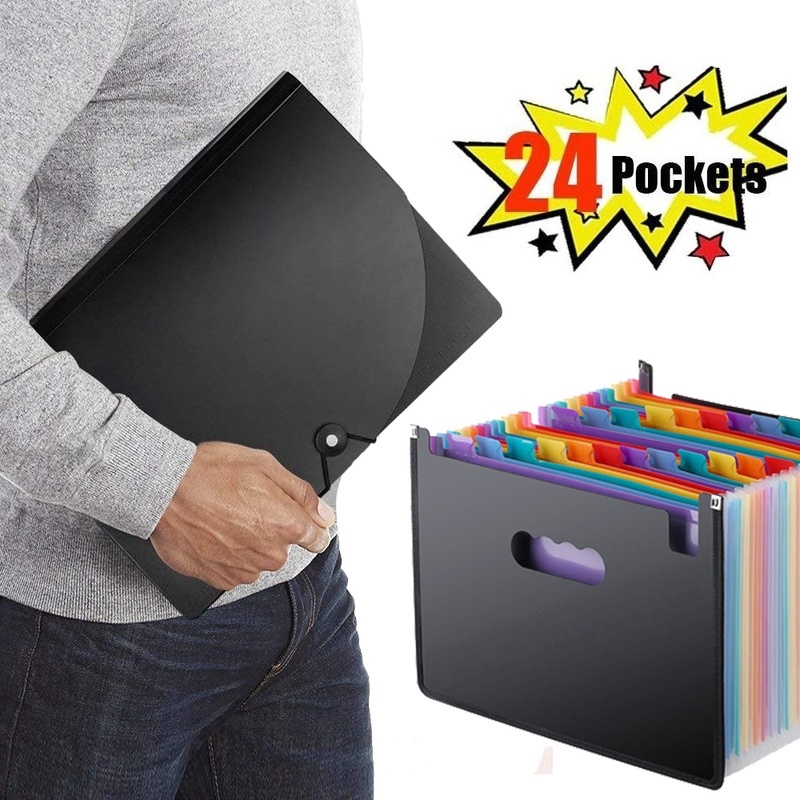 Portable 24 Pockets Expanding A4 Document Folder Business Office File