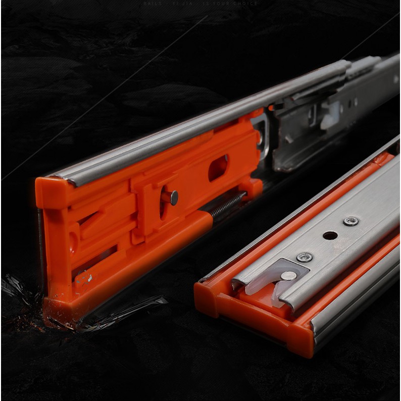 304 Stainless Steel Slides Bearing Heavy Cabinet Wardrobe Drawer Rail Slide Home Silent Three Section Rail Damping Buffer Slide Shopee Singapore
