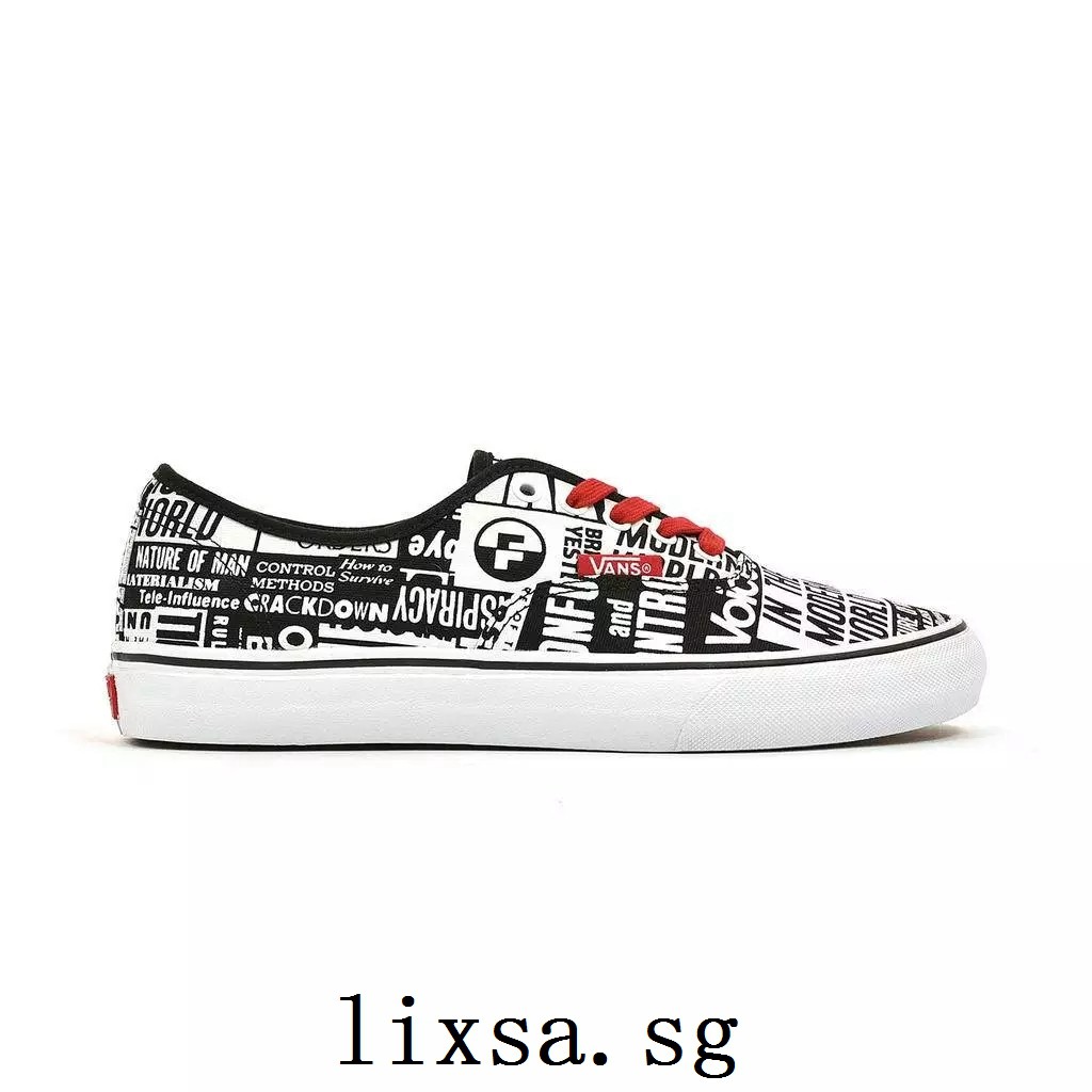 white vans with black letters