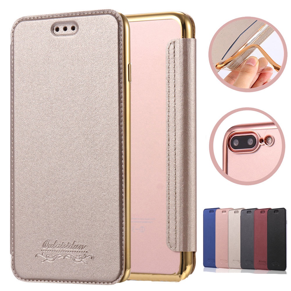 Clear PU Leather Flip Cover Phone Case For iPhone 12 11 Pro Max 7 8 Plus XR XS Max Case Ultra Thin Slim Cover