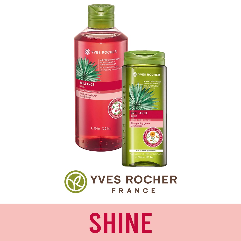 Yves Rocher Brillance Shine Rinsing Vinegar 400mL / Shampoo 300mL