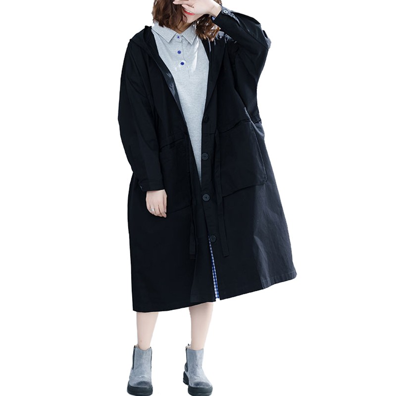 ladies long trench coat with hood