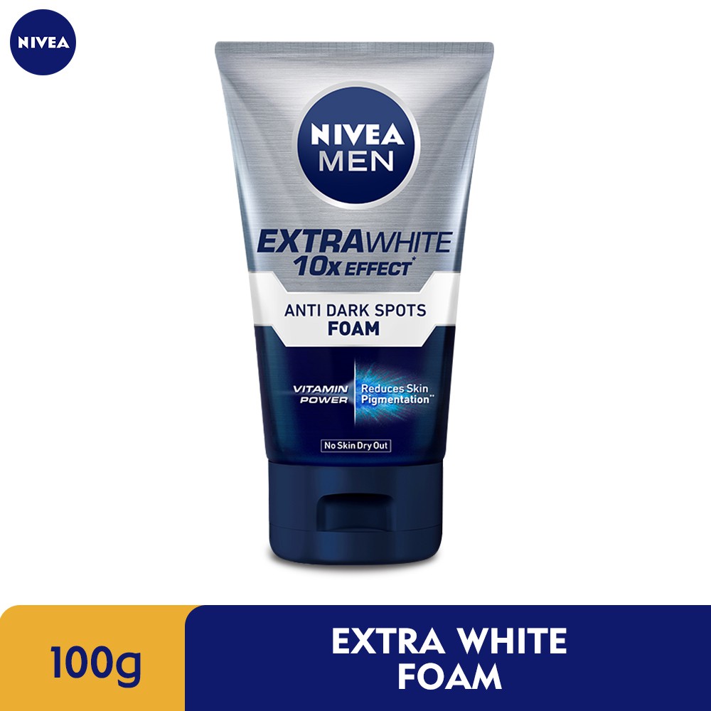 NIVEA Men Extra White 10x Effect Anti Dark Spots Foam 100g | Shopee ...