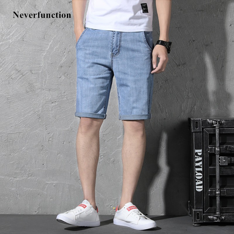 Ready Stock Jeans Shorts Summer Men Streetwear Blue Classic Style Casual Bermuda Solid Color Straight Beach Plus Size 44 46 Birthday Present Shopee Singapore