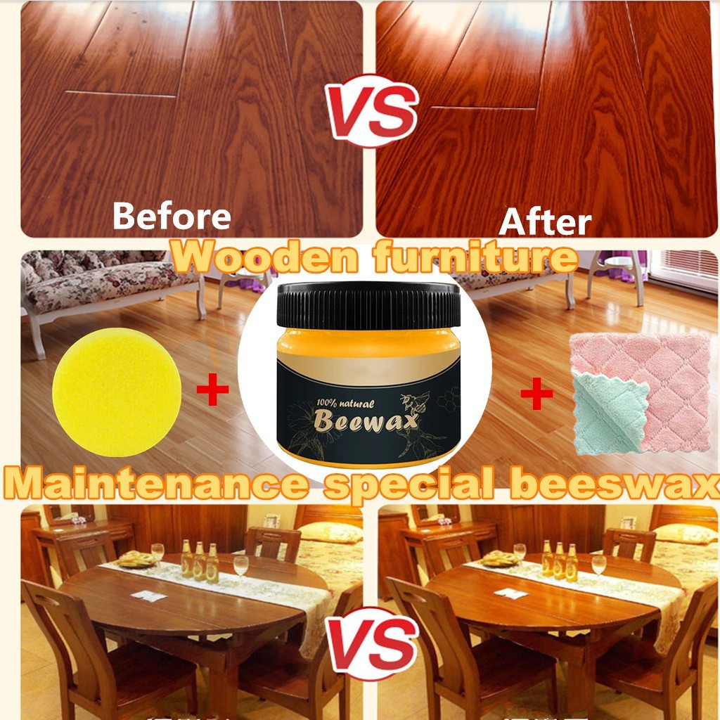 80g Wood Seasoning Beeswax Furniture Care Polished Waterproof wax