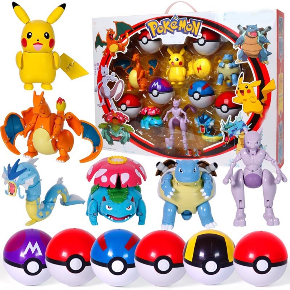 Pokemon Toys Pokeball Set Anime Pikachu Action Figure Elf Ball Fire ...