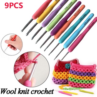 9pcs Colorful Soft Plastic Handle Alumina Crochet Hooks Knitting Needles Set 2-6mm Crochet for Weave Sewing Needles Tool #2