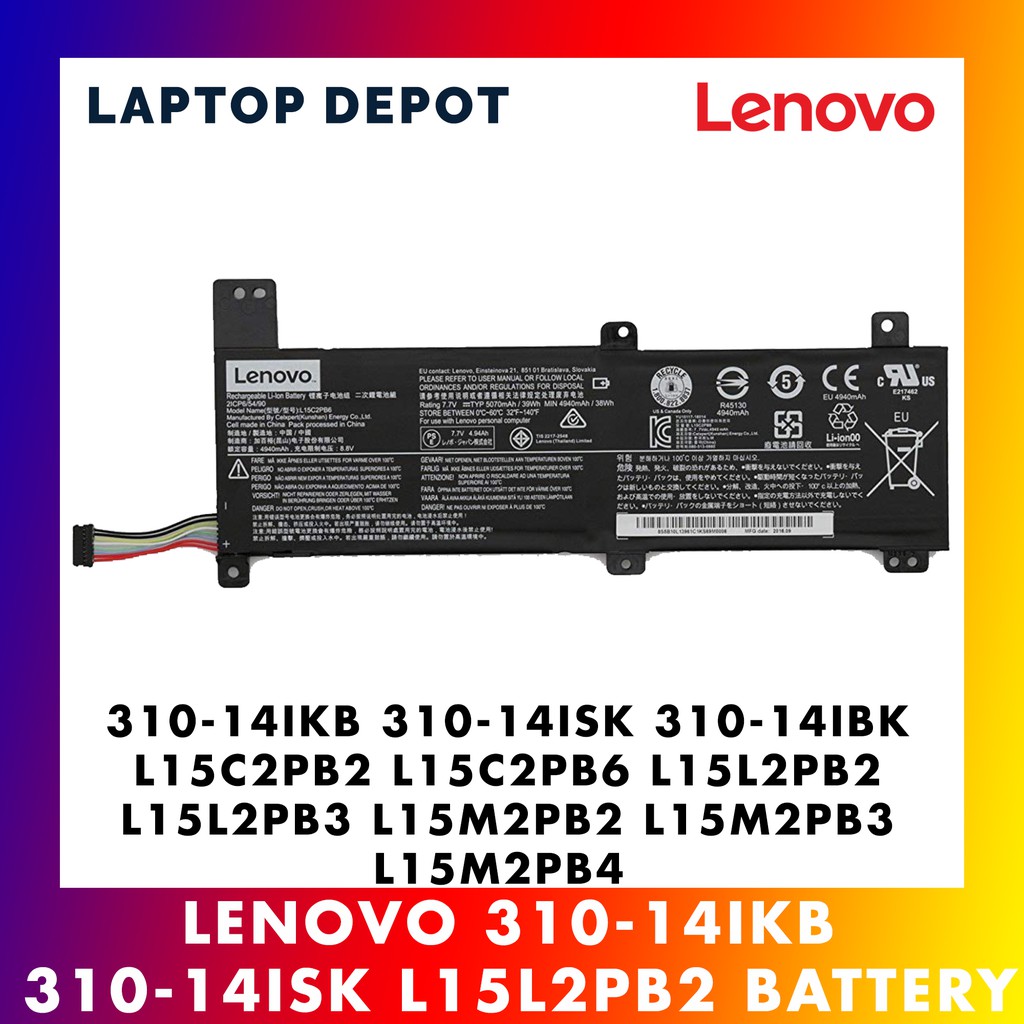 Lenovo Ideapad 310 14ikb 310 14ibk L15c2pb2 L15l2pb2 Original Replacement Battery Shopee Singapore