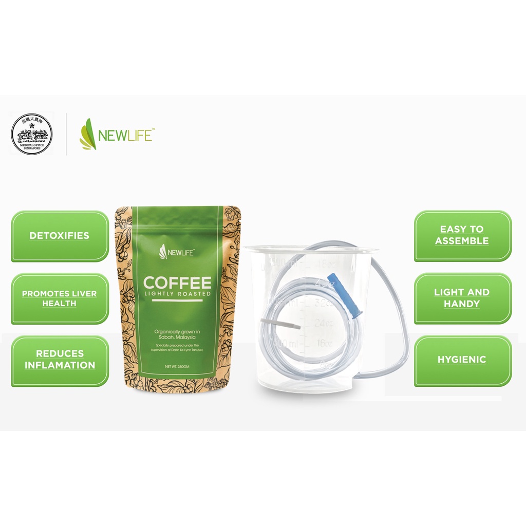 NewLife Coffee Enema Powder (250g) and Bucket Set Lightly roasted