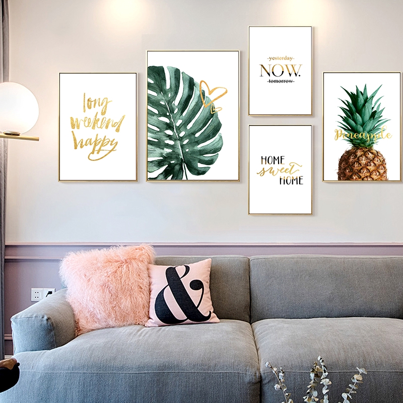 Canvaswallart Diy Frame Wall Deco Canvas Pineapple Painting Prints Plant Pictures Leaves Wall Art Quotes Poster Prints Minimalism Wall Pictures For Living Room Shopee Singapore