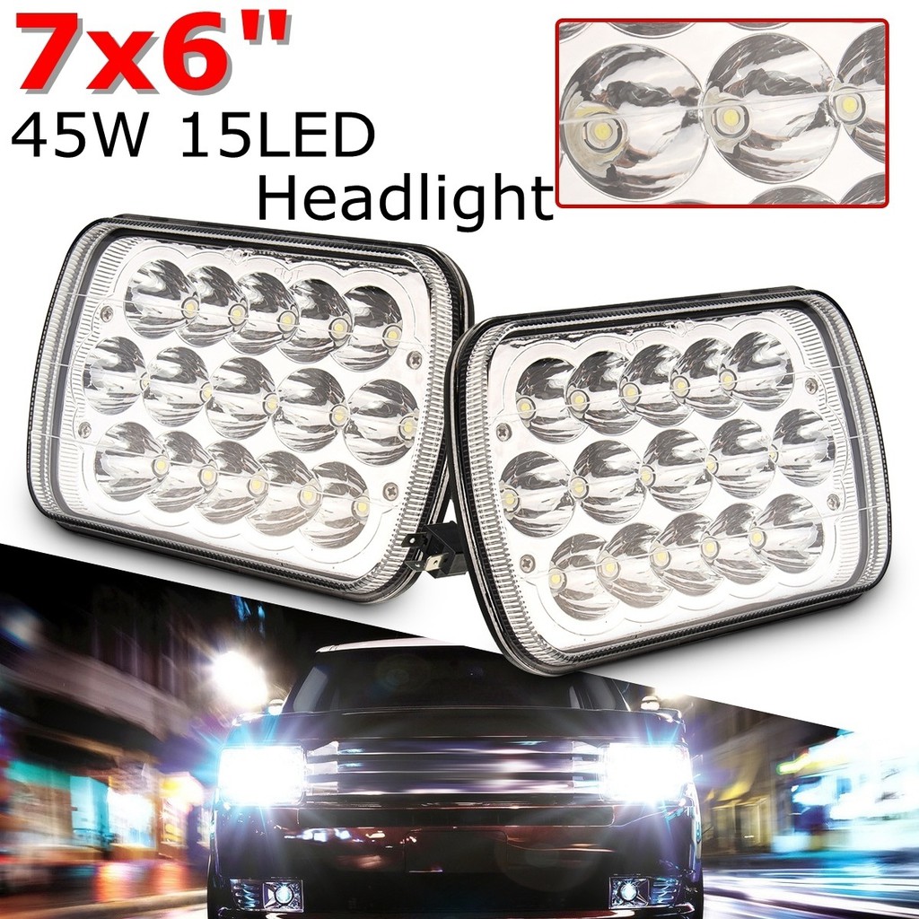 2x 7x6 Headlights LED Bulbs Light Bulbs Crystal Clear Sealed Beam Headlamp H4 B