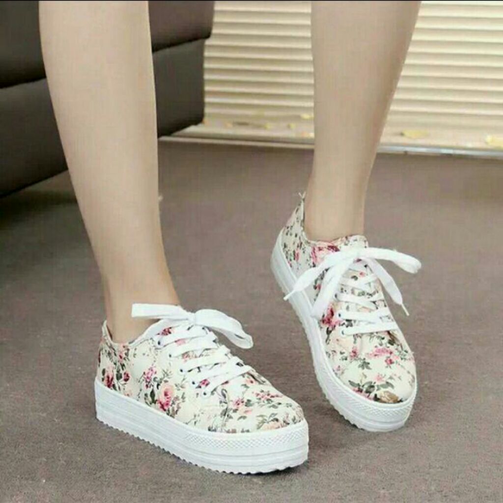 floral platform sneakers