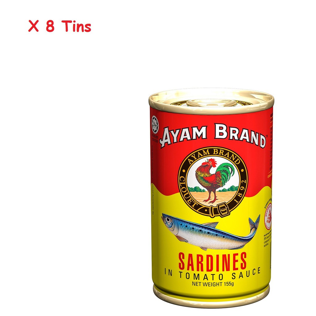 Ayam Brand Sardines In Tomato Sauce 155g X 8 Tins Shopee Singapore