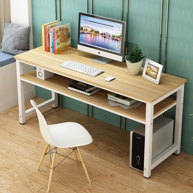 Double Desktop Computer Simple Home Bedroom Ikea Desk Custom Made White Studio Table Shopee Singapore