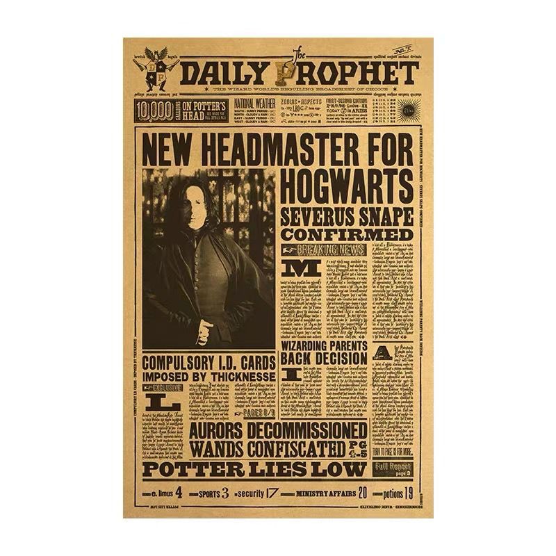 New Headmaster For Hogwarts Severus Snape Poster The Daily Prophet Vintage Kraft Paper Wall Deco Craft Paper 51 35cm Shopee Singapore