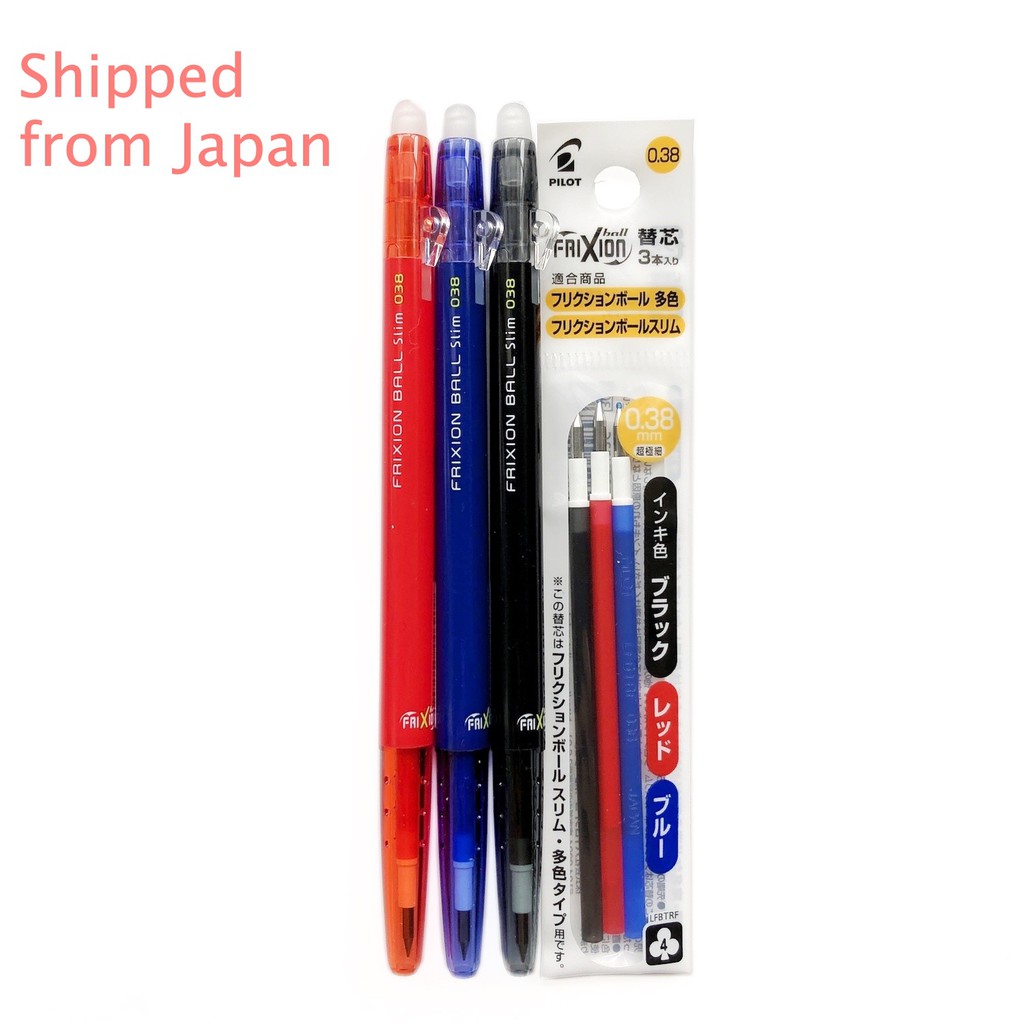 Blue Pilot Frixion Ball Slim 0 38mm Erasable Rollerball Gel Pen 1 1 Free Refill Collectibles Chsalon Pens