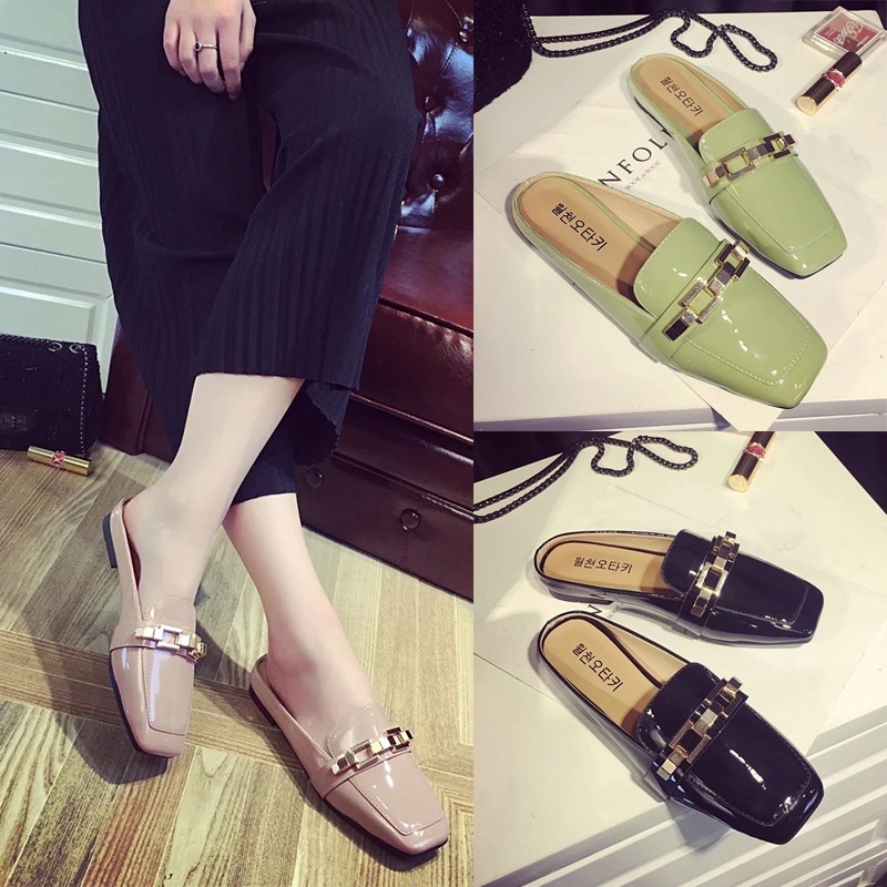 Slippers Women Wear New Shoes Outside Summer Lazy People Have No Back With Half A Drag Flat Bottom Women S Sandals Shopee Singapore