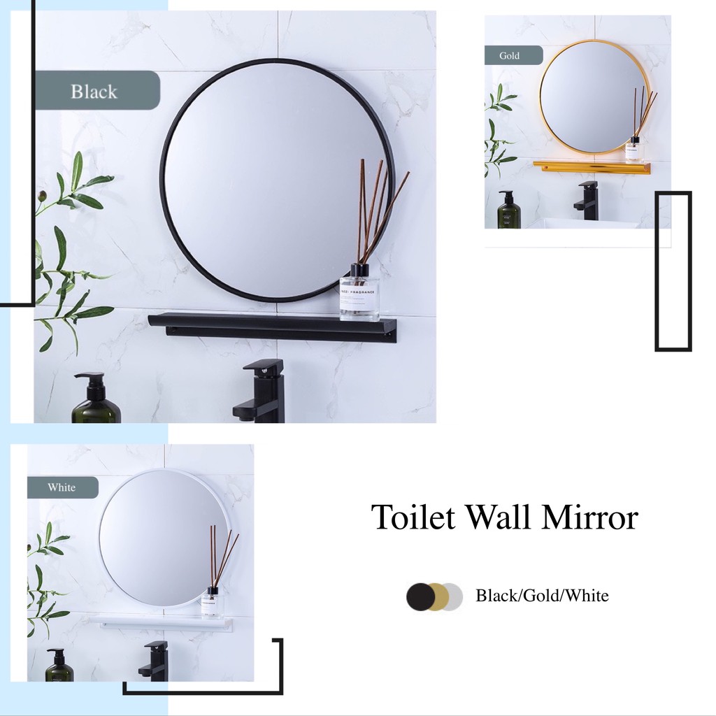 Round or Square Bathroom Sucker Makeup Mirror Suction Metal Frame Wall