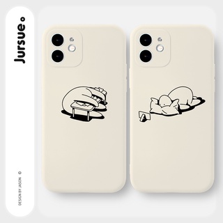 JURSUE Soft Silicone Cute Funny Aesthetic Shockproof Square Phone Case Cover Casing Compatible for iPhone 13 12 11 Pro Max SE 2020 X XR XS 8 7 ip 6S 6 Plus Y1865