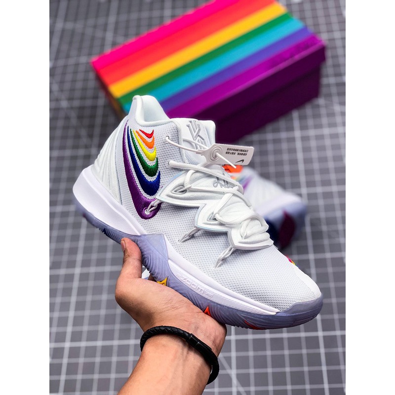 kyrie 5 white rainbow