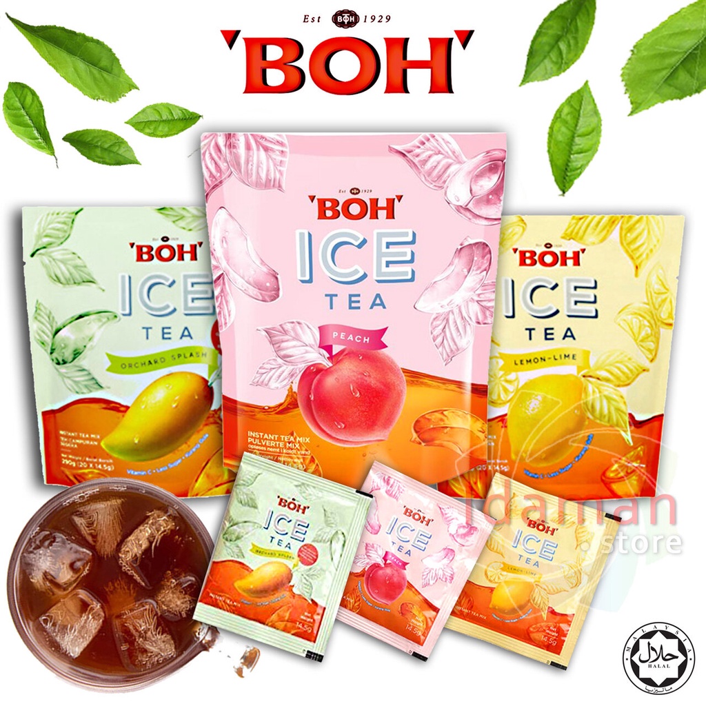 BOH Ice Iced Tea Peach Mango Lemon Lime Orchard Splash 20 x 14.5g Fruit