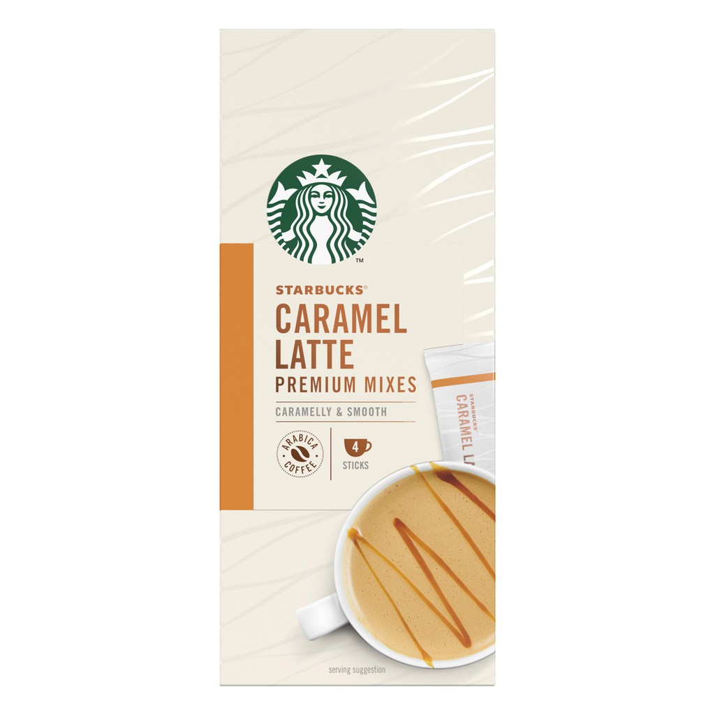 STARBUCKS Caramel Latte Premium Coffee Mix, 86g Box of 4 x 21.5g Sticks ...