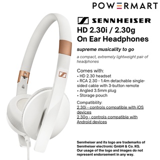 Sennheiser HD 2.30 On Ear White Ear Headphones