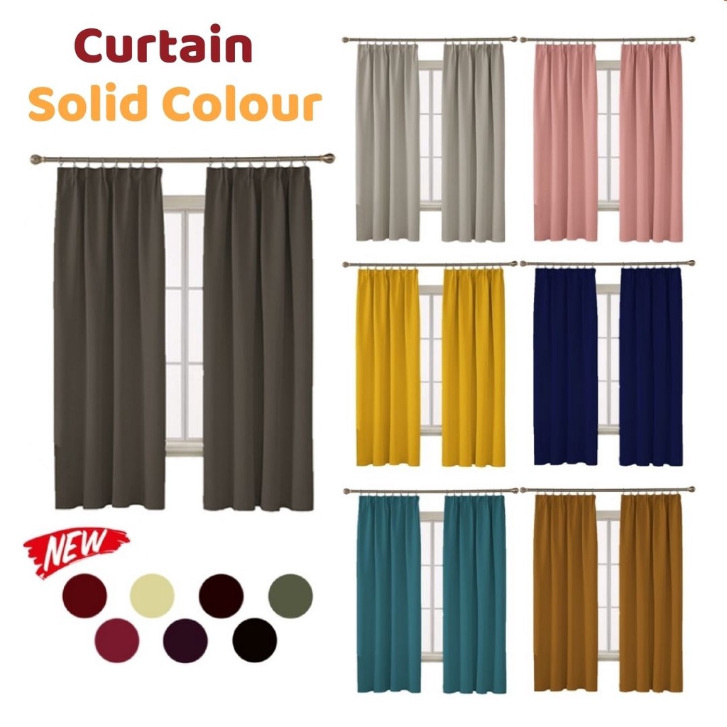 [Free Hook] Hook Type Plain Curtain Semi Blackout Door Curtain Door Curtain Curtain Ready To Sew