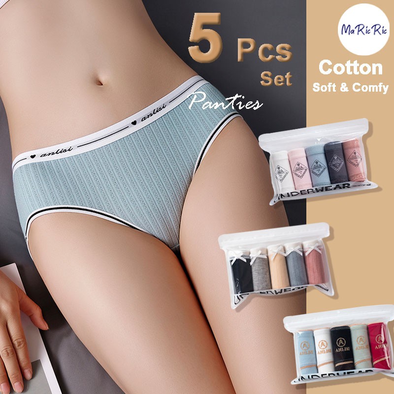 (SG InStock) 5 Pcs Set LowWaist Antibacterial Cotton Panties (Ladies. Girls. Underwear