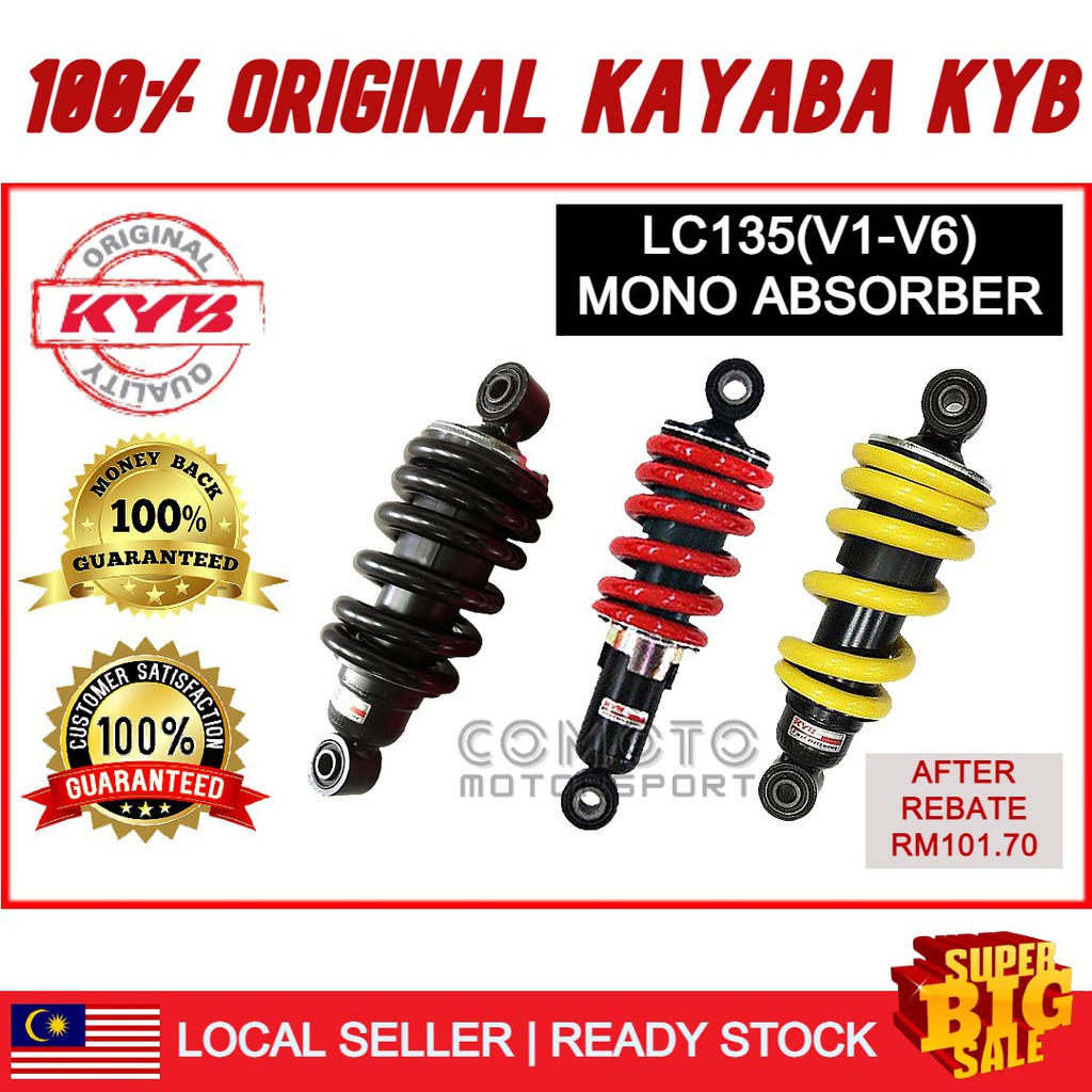Shop Malaysia Yamaha Lc135 V1 V2 V3 V4 V5 V6 Kyb Kayaba Absorber Mono Monoshock 100 Original Free Key Chain Shopee Singapore