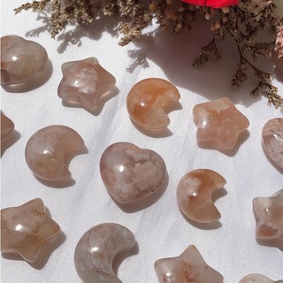 [EUDAIMONIA DUO // SG INSTOCK] Mini Flower Agate Heart, Star & Moon (Natural Crystal Stone)