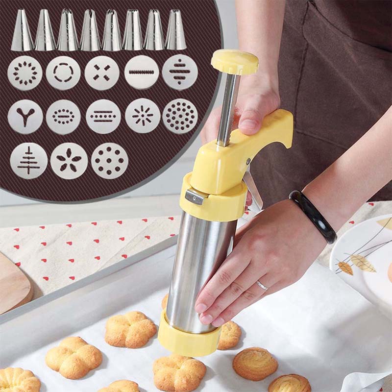 Cookie Press Gun Biscuit Moulds Kit Tools Cookies Nozzles Set DIY