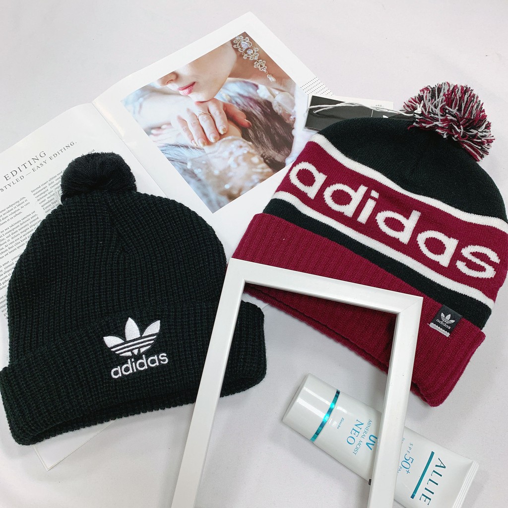 adidas burgundy beanie