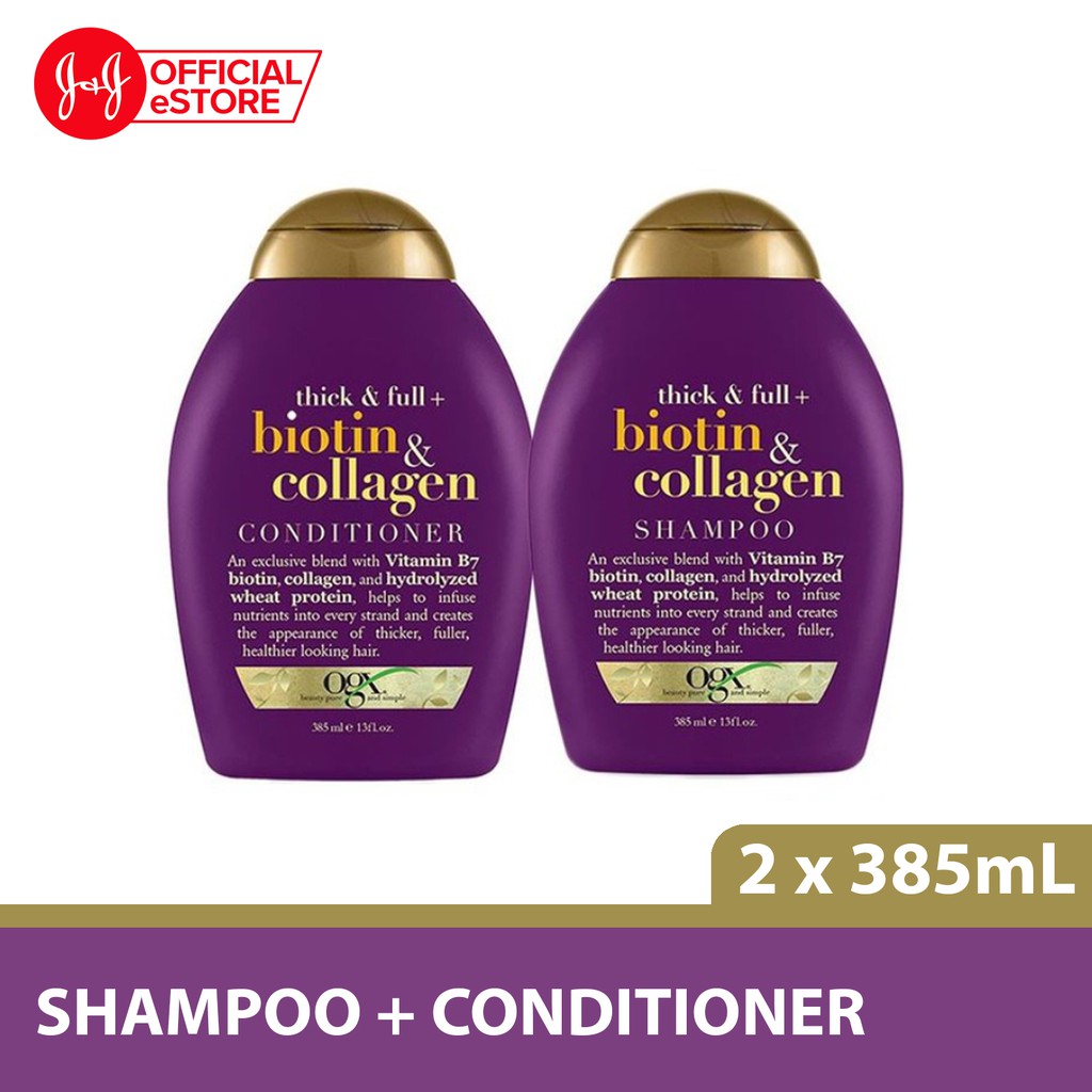 OGX Thick & Full+ Biotin & Collagen Shampoo 385ml + Conditioner 385ml ...