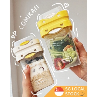 COMIKA Salad Box Milkshake Bottle Oatmeal Cup Lunch Box Double Container 880ml