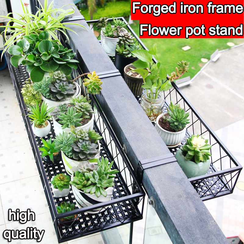 Plant Rack Balcony Flower Rack Wrought Iron Railing Flower