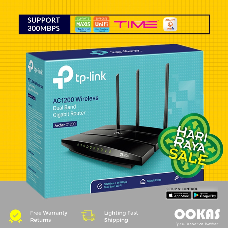 Tp Link Ac1200 Wireless Dual Band Gigabit Router Archer C1200 Unifi Shopee Singapore