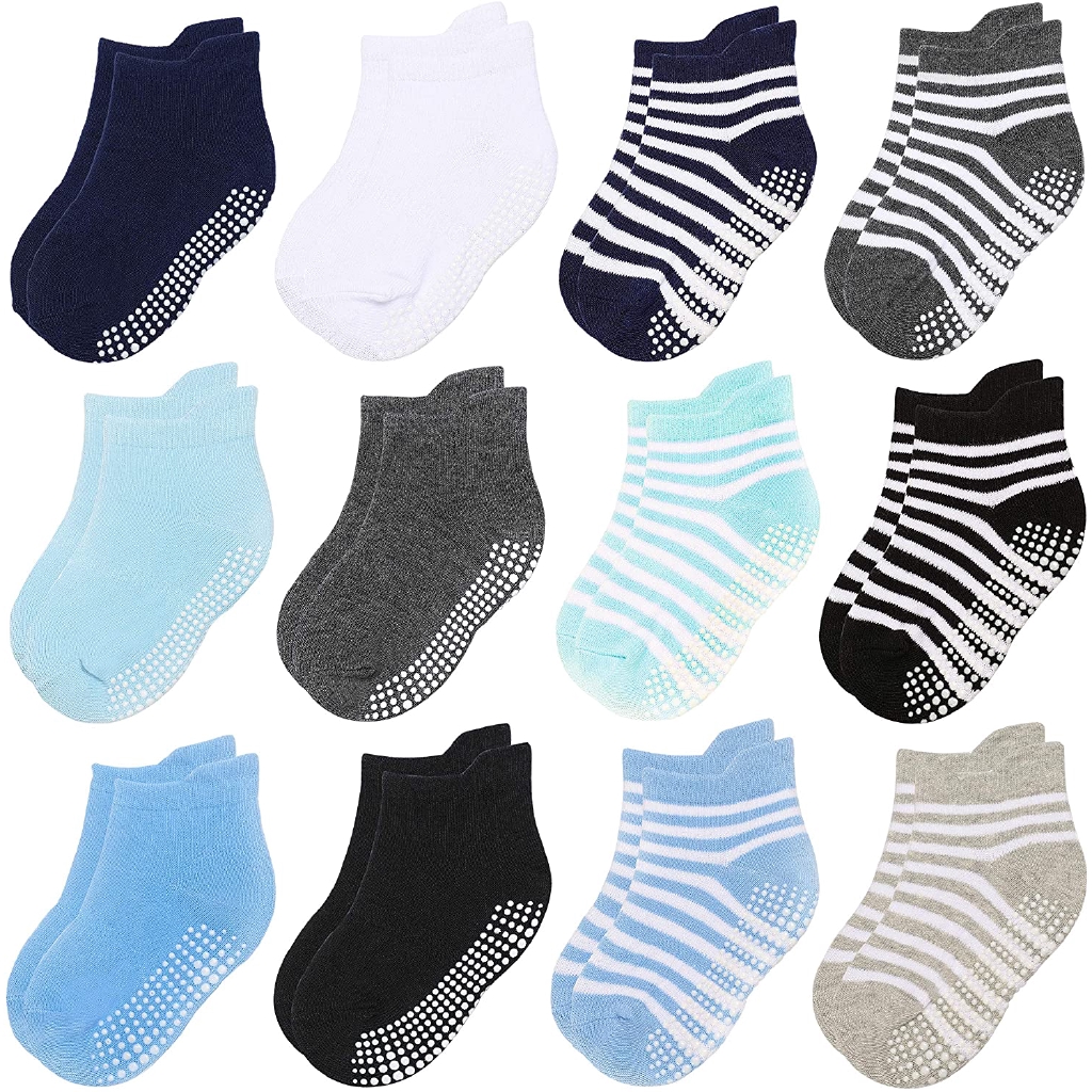 Duomiaomiao Baby Anti Slip Socks for Boys and Girls 6 Pairs Baby Grip Socks Cotton Toddler Socks with Grips for 0-6 Years Baby 