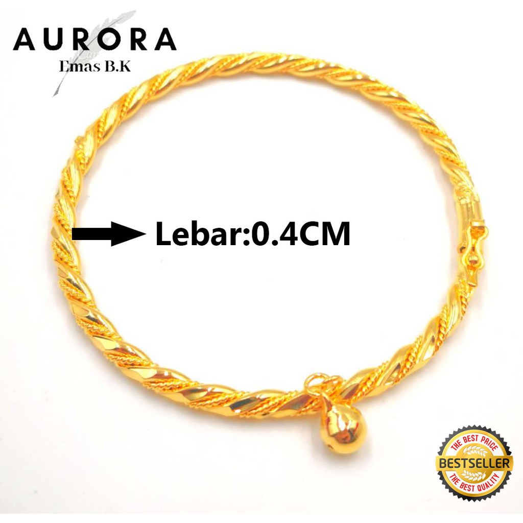 Ready Stock Cop 916 G Tangan Bangle Bubut Loceng Lebar 0 4cm Emas Korea Gold999 9 Plated Bracalets Shopee Singapore