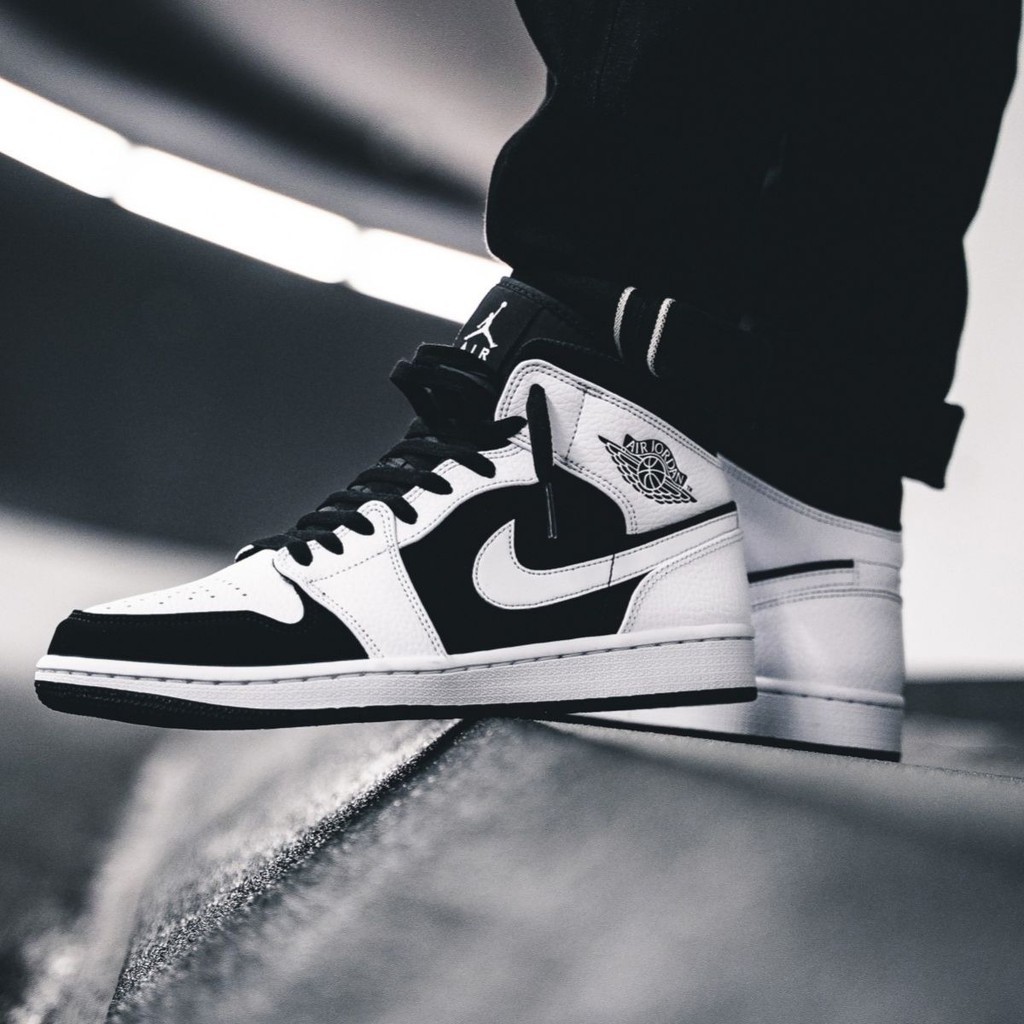 air jordan 1 mid white white black