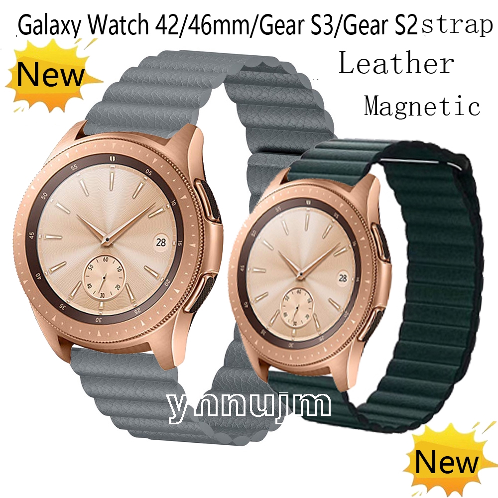 Samsung Galaxy Watch 46mm Leather Strap Magnetic 42mm Band Gear S2 S3 Watch Shopee Singapore