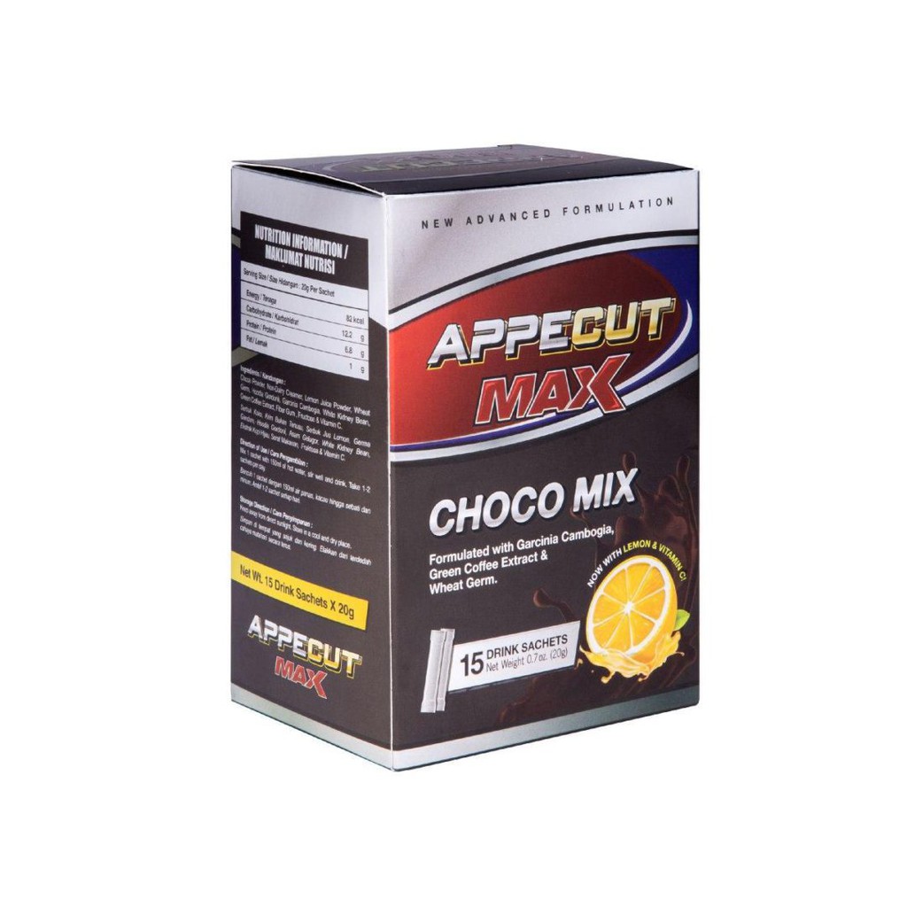 Shop Malaysia Original Hq Appecut Choco Max Cocoa Max 15 Sachets Percuma Shaker Expiry Date 2 2023 Shopee Singapore