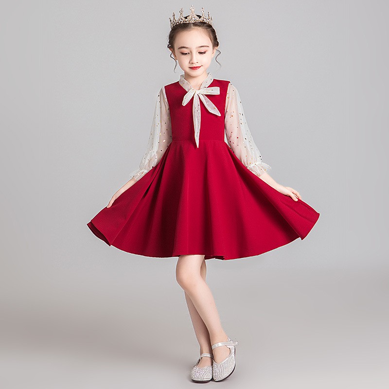 Girl Red Minidress Wedding Flower Girl Skirt Kids Piano Performance Skirt Birthday Party Dinner Dress Holiday Dress Shopee Singapore