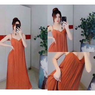 Luxurious pleated spaghetti straps maxi dress with long V-neck dress with wide form for maternity free